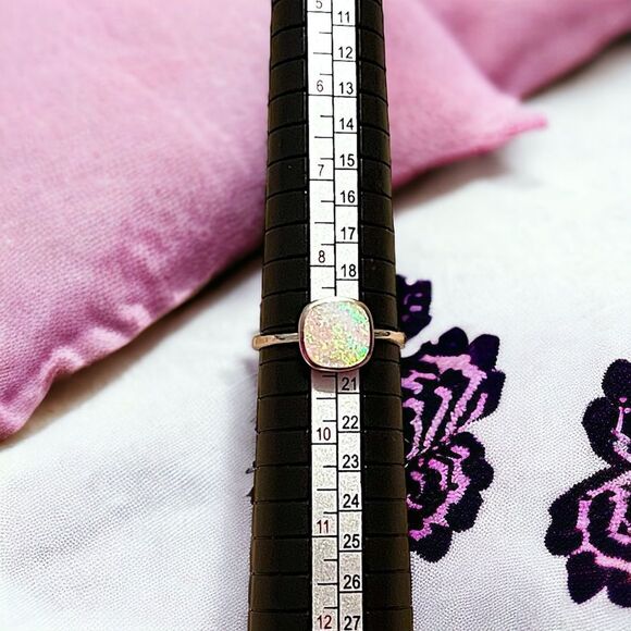 Sterling Silver Square Fire Opal Ring Marked 925 Size 8.75 NWOT - Picture 4 of 5